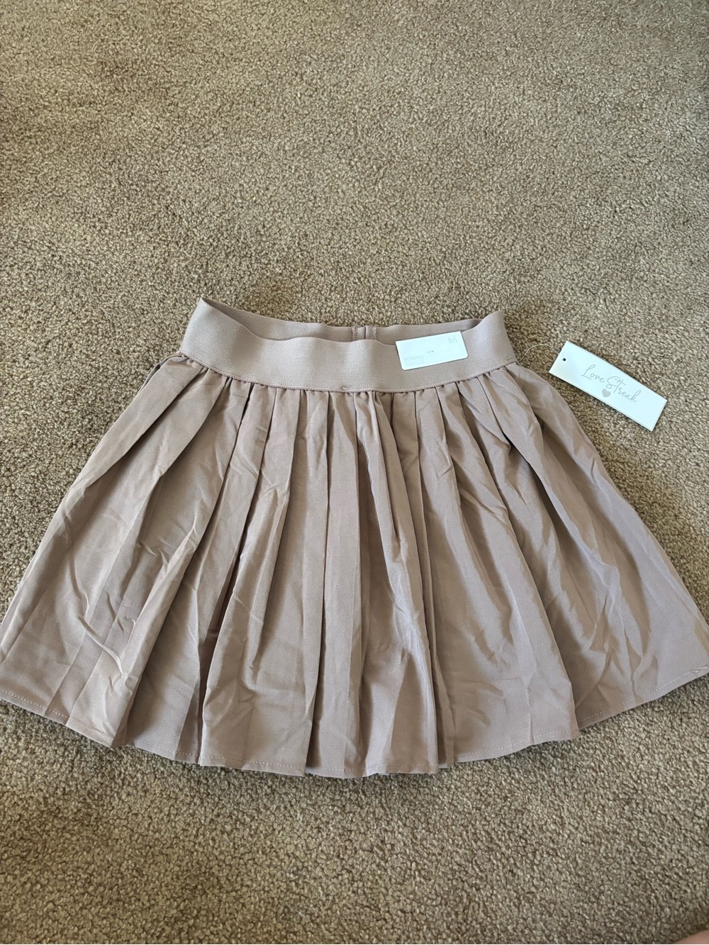 Love Squared Taupe Pleated Circle Skirt Women Medium